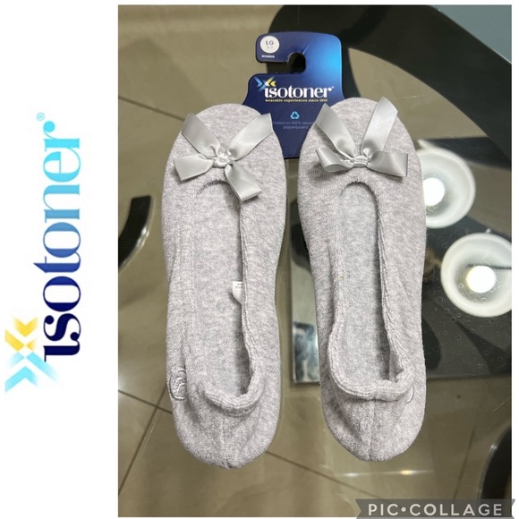 NWT Isotoner Terry Womens Ballerina Slippers size L (8-9)